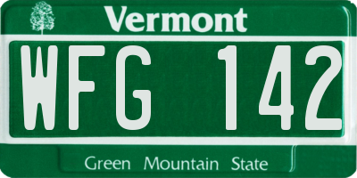 VT license plate WFG142