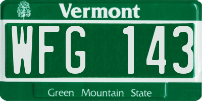 VT license plate WFG143