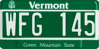 VT license plate WFG145