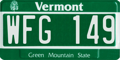 VT license plate WFG149