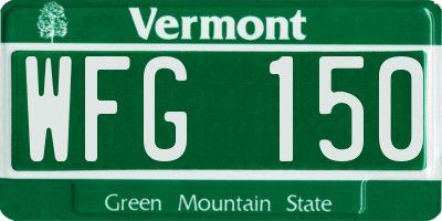 VT license plate WFG150