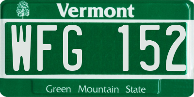 VT license plate WFG152