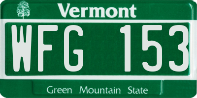 VT license plate WFG153