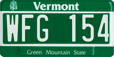VT license plate WFG154