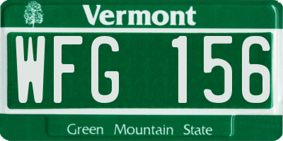 VT license plate WFG156