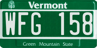 VT license plate WFG158