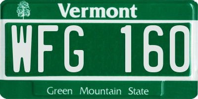 VT license plate WFG160