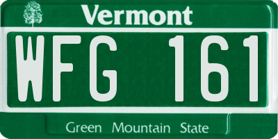 VT license plate WFG161