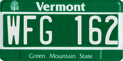 VT license plate WFG162