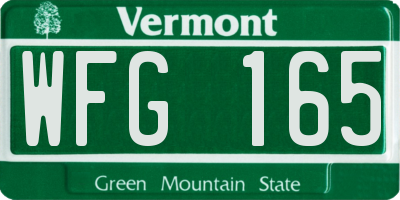 VT license plate WFG165