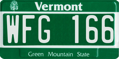 VT license plate WFG166