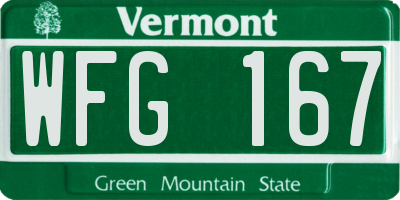 VT license plate WFG167