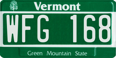 VT license plate WFG168