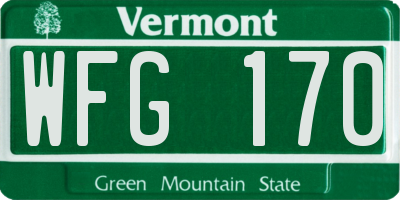 VT license plate WFG170