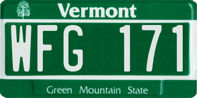 VT license plate WFG171
