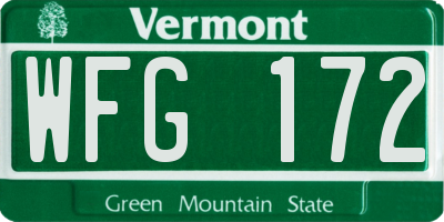 VT license plate WFG172