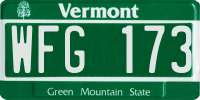 VT license plate WFG173