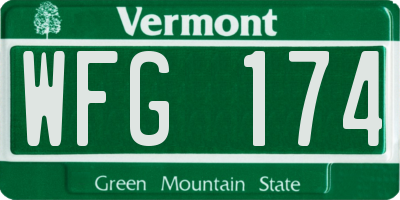VT license plate WFG174