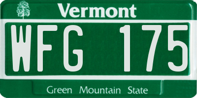 VT license plate WFG175