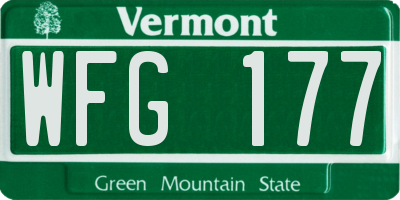 VT license plate WFG177