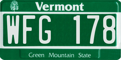VT license plate WFG178