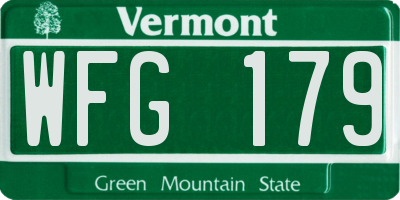 VT license plate WFG179