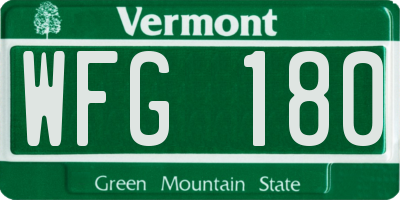 VT license plate WFG180