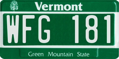 VT license plate WFG181