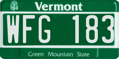 VT license plate WFG183