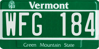 VT license plate WFG184