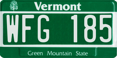 VT license plate WFG185