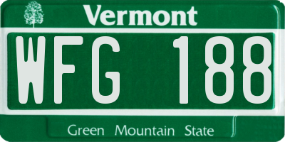 VT license plate WFG188