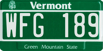 VT license plate WFG189
