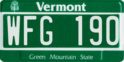VT license plate WFG190