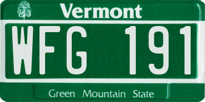 VT license plate WFG191