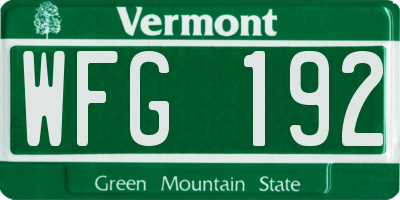 VT license plate WFG192