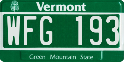 VT license plate WFG193