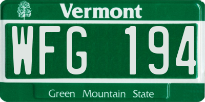 VT license plate WFG194