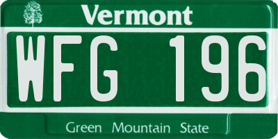 VT license plate WFG196