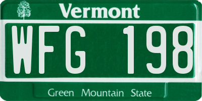 VT license plate WFG198