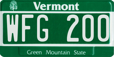VT license plate WFG200