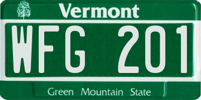 VT license plate WFG201