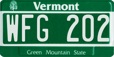 VT license plate WFG202