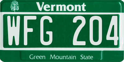 VT license plate WFG204