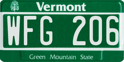 VT license plate WFG206