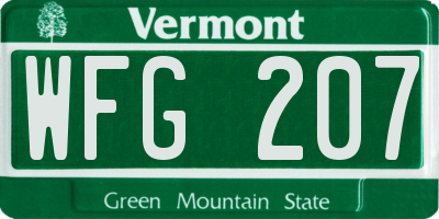 VT license plate WFG207