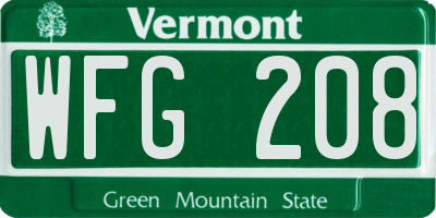 VT license plate WFG208