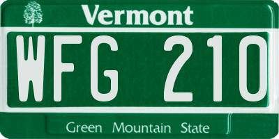 VT license plate WFG210