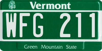 VT license plate WFG211