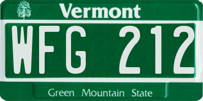 VT license plate WFG212